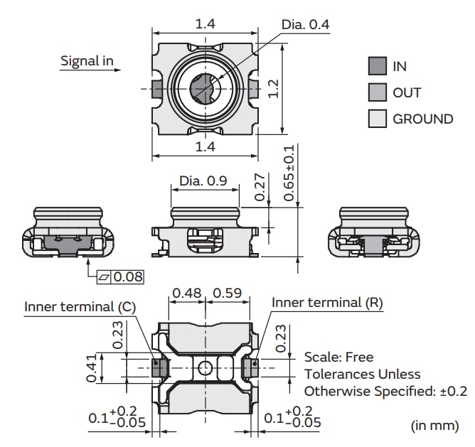 Mechanical Drawing - Murata MM Microwave Coaxial Connectors